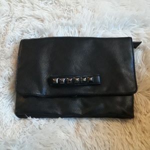 Faux leather studded clutch